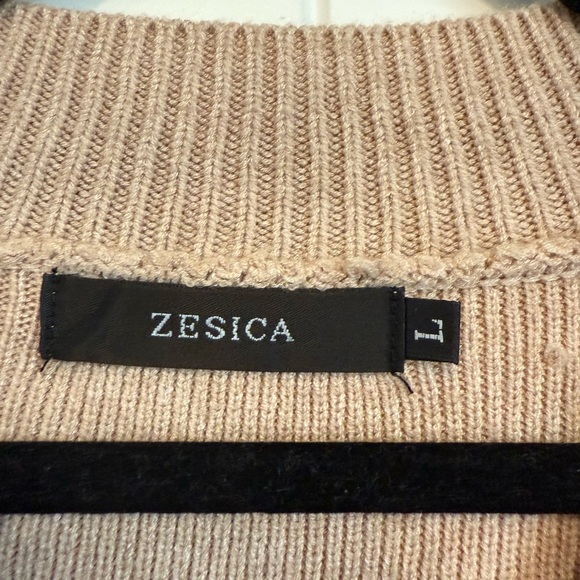 Super soft striped tan and black mock neck sweater women's L - Picture 5 of 8